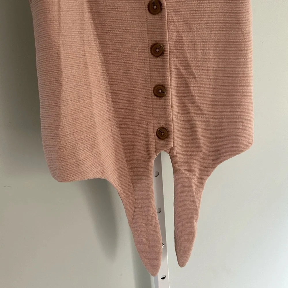 J. Crew Blush Pink Ribbed Button Down Tie Front Tank